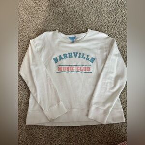 Draper James White Sweatshirt with Blue and Pink Print